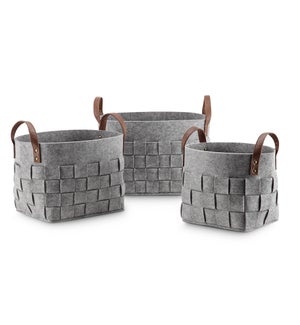 Crosshatch Round Gray Decor Tote Bags