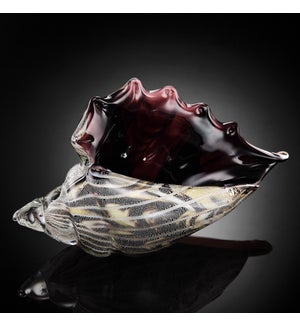 Art Glass Black and Clear Conch Shell