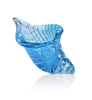 Art Glass Clear Blue Shell