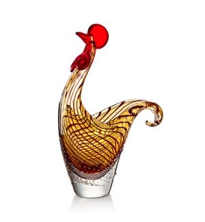 Art Glass Rooster Bowl
