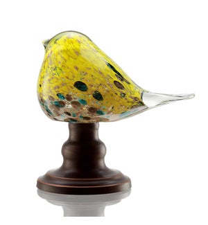 Art Glass Yellow Bird Paperweight