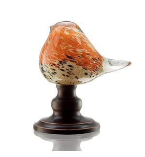 Art Glass Orange Bird Paperweight