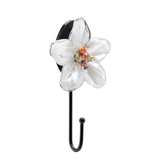 Art Glass Flower Coat Hook White