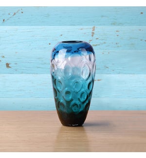 Tall Blue and White Glass Vase