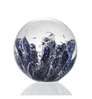 Blue Coral Glass Sphere - Paperweight