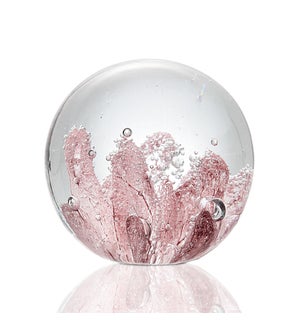 Pink Coral Glass Sphere - Paperweight