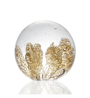 Gold Coral Glass Sphere - Paperweight