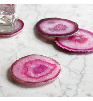 Pink Agate Coasters Set of 4