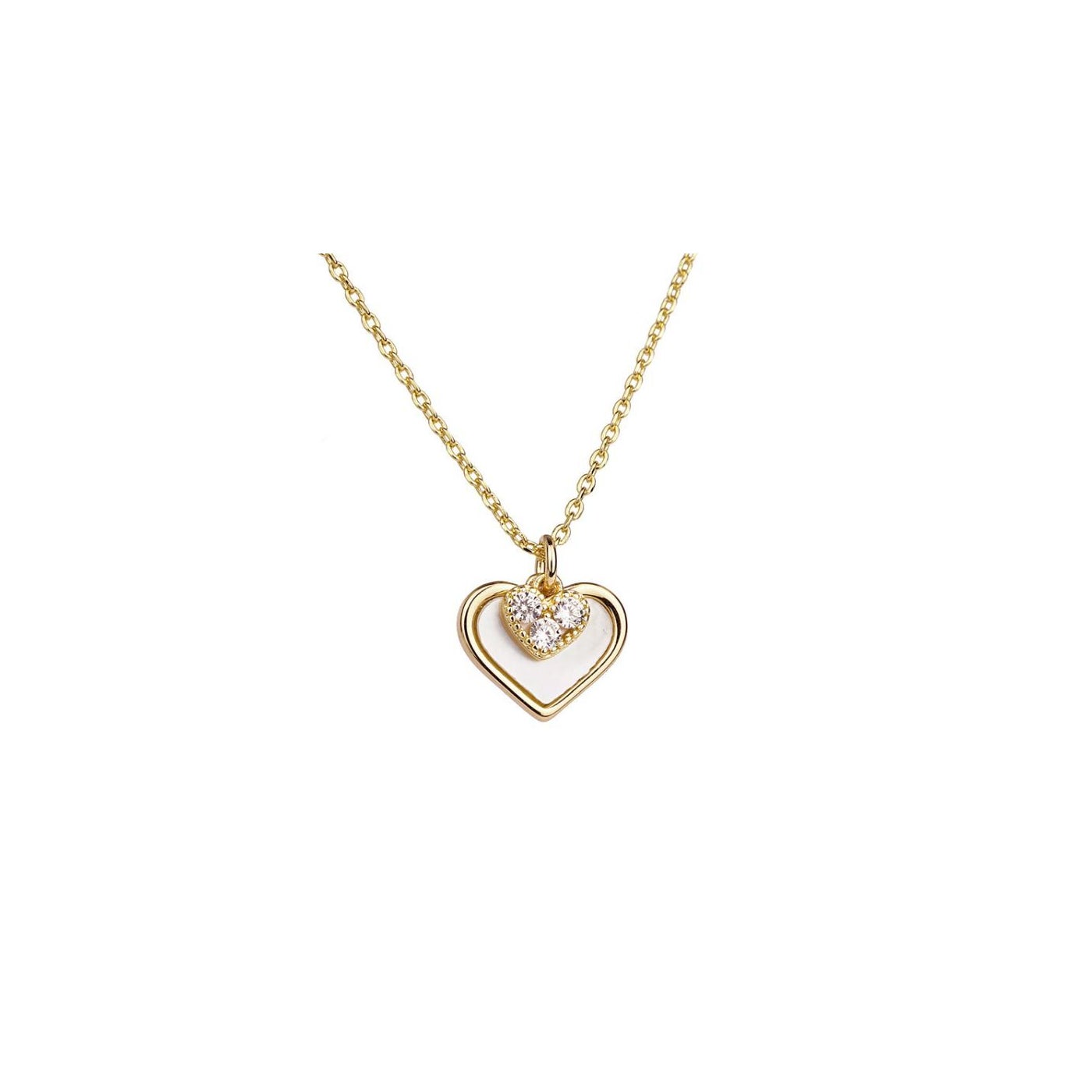 Gold Heart Necklace - Laure Mother of Pearl