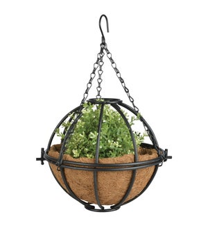 10" Hanging Basket Sphere, Carbon Steel, Black