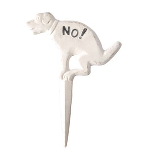 "NO!" Pooping Yard Sign, Cast Iron, White