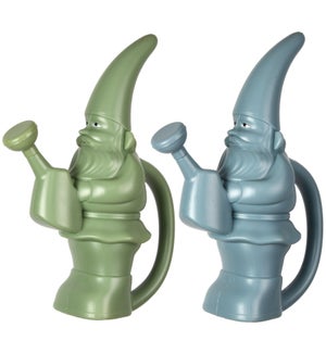 "George" Garden Gnome Watering Can, Plastic, Green/Blue, 2 Asst. Colors