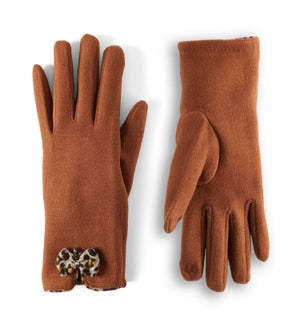 Coco + Carmen Animal Bow Wrist Touchscreeen Gloves - Cognac - One Size