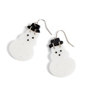 Whispers Acrylic Snowman Earrings - Silver