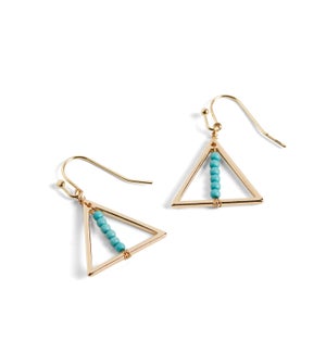 Whispers Gold Triangle Dangle w/ Turquoise Earrings - Turquoise