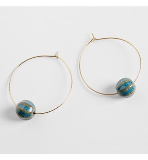Whispers Porcelain Ball Hoop Earrings - Gold/Blue - Blue