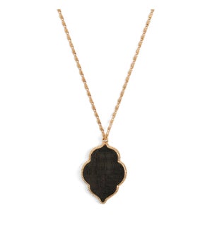 Whispers Cork Crest Necklace - Black - Black