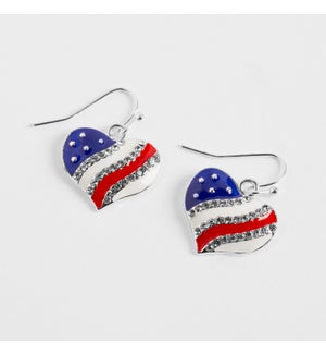 Whispers Patriotic Heart Earring - Red and White and Blue