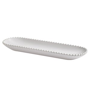Beaded Pearl 18 in. x 5.5 in. Oval Appetizer Tray Cream