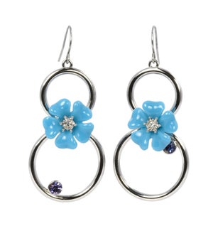 AV - Tanzanite Earrings - Flowered  w/Silver Circles