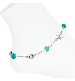 Anklet-Sea Life Green Beads