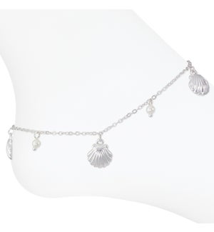 Anklet-Bright Silver Shell