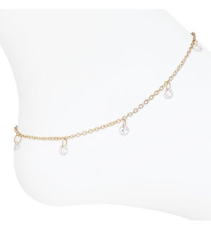 Anklet-Gold chain w crystal detail
