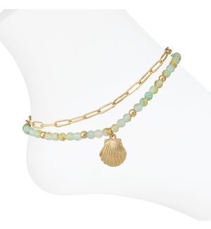 Anklet-Layered gold links w shell