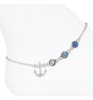 Anklet-Anchor w/ Blue Stones