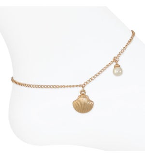 Anklet-Gold Shell w/ Pearl drop