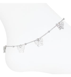 Anklet - Silver Butterfly Drop