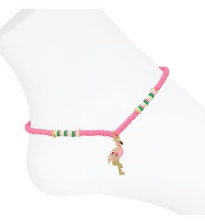 Anklet -Flamingo with Pink Discs