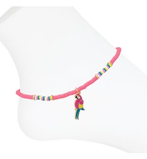 Anklet-Parrot w Pink Beads