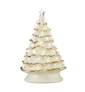 *DC* 13.25 W/ Timer Vintage White and Gold Lighted Tree