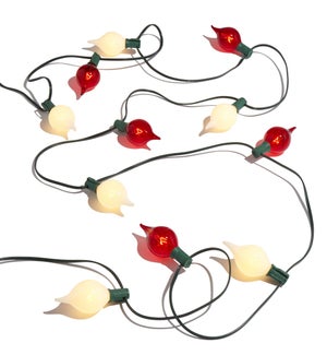 *DC* 14' Connectable Shiny Kismet String Lights Green Wire w/15 Red and White Lights