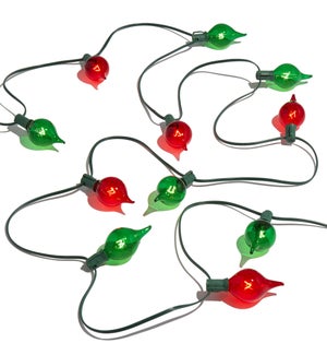 *DC* 14' Connectable Shiny Kismet String Lights Green Wire w/15 Red and Green Lights