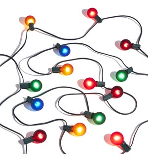 *DC* 14' Connectable Matte Globe String Light Green Wire w/15 Multicolor Lights