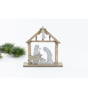 10" Holy Family with Donkey Table Decor, Tricolor