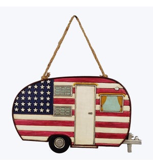 American Red, White, and Blue Camper Wall Sign