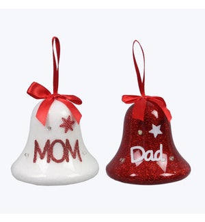 Acrylic Bell Ornament With 3 Led Lights, 2 Ast