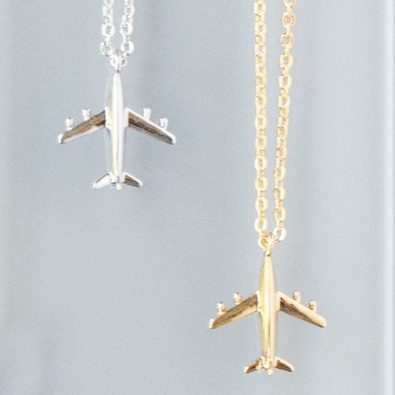 dainty airplane necklace