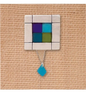 4 Squares Seaglass Box w/Turq necklace