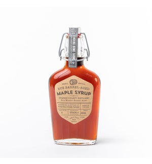 8.45 oz Rye Barrel Aged Maple Syrup in swingtop bottle