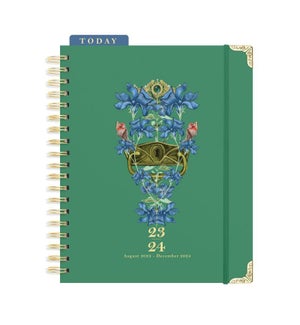 2024 Enchanted Blue Flowers 17-Month Weekly Large Spiral Planner