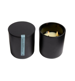 BLU EUCALYPTUS 2 WICK CANDLE IN BLACK GLASS W/LID 10oz TESTER FREE W/3 CTNS. OR MORE CTN. 1