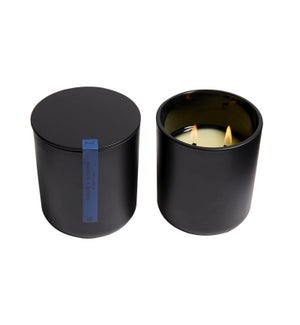 BEACH WOOD 2 WICK CANDLE IN BLACK GLASS W/LID 10oz TESTER FREE W/3 CTNS. OR MORE CTN. 1