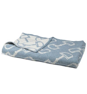 Eco Baby Reversible Horse Bits Throw Blue
