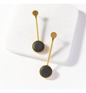 black and brass ceramic pendalum earring 2.5"