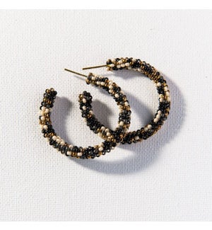 black confetti small hoop earring 1.25"