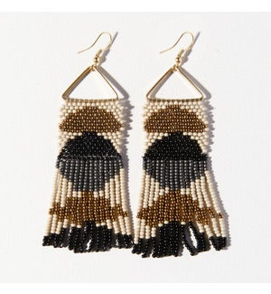 black gold half circles on triangle earring 3.75"